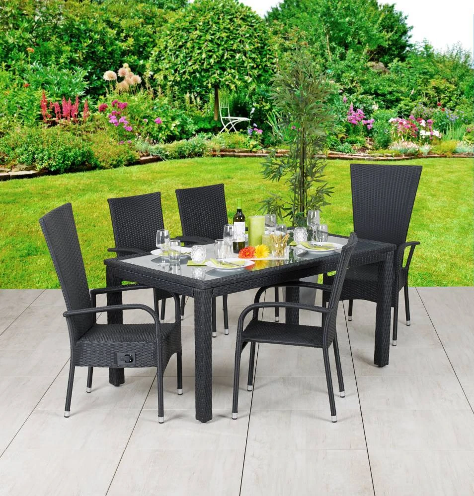 TrendLine Rattanbank Malta Schwarz – Bild 2